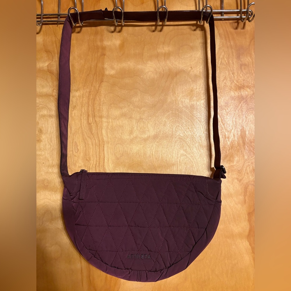 Athleta Quilted Crossbody Bag in Burgundy with Adjustable Strap